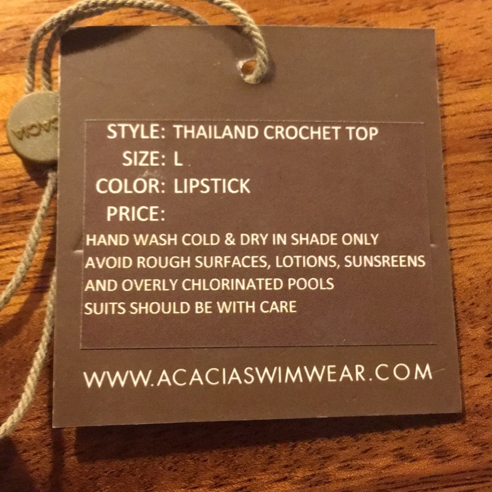 Acacia Swimwear NWT Thailand Top In Lipstick Large - Picture 4 of 7